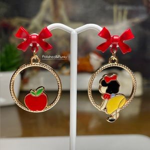 Snow White Earrings ~ Apple Earrings ~ dangle earrings ~ gold earrings gift box